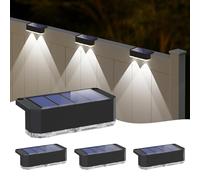 GUODDM 4 Luci Solari da Parete, Faretti A LED, Faretti A Doppio Fascio per Esterni, Luci Decorative per Recinzione da Giardino Impermeabili IP67(White)