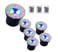GUODDM 6 Luci Subacquee RGB per Laghetti - Faretto da Incasso Rotondo da 12-24 V, Lampada per Fontana A LED Sommergibile con Cambio Colore Impermeabile IP68, Luci A LED Subacquee(3W(24v))
