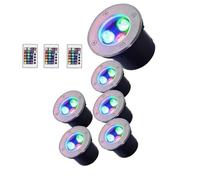 GUODDM 6 Luci Subacquee RGB per Laghetti, Faretto da Incasso Rotondo, Lampada per Fontana A LED Sommergibile con Cambio Colore Impermeabile IP68, per L'illuminazione di Piscine da Giardino(3W(AC12V))