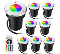 GUODDM 8 Luci LED da Terra da 6 W - Luci da Interrare per Esterni, Luci Sotterranee COB con Cambio Colore RGB E Telecomandi RF, per Illuminazione di Patio E Giardino(6w(24v))