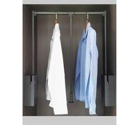 GUODDM Appendiabiti Estraibile per Armadio, Barra di Sollevamento con Doppio Sistema di Ammortizzazione, Salvaspazio, Asta Regolabile in Larghezza, Barra per Armadio con Ritorno Morbido(43-50cm)