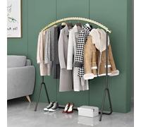 GUODDM Espositore Appendiabiti da Terra - per Negozi di Abbigliamento, Appendere per L'organizzazione del Portico D'ingresso, Scaffale Tubolare di Stoccaggio Montato A Parete(Gold+Black,80 * 150cm)