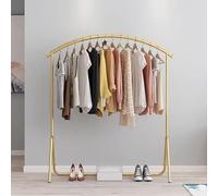 GUODDM Espositore Appendiabiti da Terra - per Negozi di Abbigliamento, Appendere per L'organizzazione del Portico D'ingresso, Scaffale Tubolare di Stoccaggio Montato A Parete(Gold,100 * 150cm)