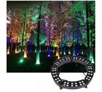 GUODDM Illuminazione Paesaggistica da Esterno - Faretto RGB per Alberi, Anello Luminoso A LED Impermeabile IP65 per Alberi, Faretto LED da 24V per Giardini E Cortili(Warm White,9pcs(12w 24v))