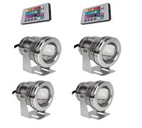 GUODDM Lampada Subacquea A LED per Laghetto da 4 Pezzi, Luci per Piscina A LED con Lente Impermeabile IP68, con Faretti con Telecomando, per Illuminazione di Giardini, Acquari, Piscine E Terrazze