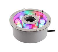 GUODDM Luce Fontana Ad Anello LED - Faretto Subacqueo Incasso, Il Faretto da Paesaggio con Foro Centrale Impermeabile 12V / 24V IP68 È Adatto per La Piscina con Fontana Subacquea