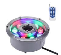 GUODDM Luci RGB sommergibili - Luce per Fontana ad Anello a LED, faretto per Piscina con Fontana Incorporato Impermeabile IP68, luci per paesaggi a Colori in Acciaio Inossidabile 12/24V(6w(12V))