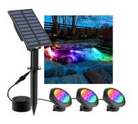 GUODDM Luci Solari RGB Super Luminose A 18 LED for Laghetto, Faretti 3 in 1, Luce for Fontana Sommergibile con Cambio Colore, Illuminazione Regolabile for Acquario Solare Subacqueo