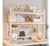 GUODDM Piccola Libreria Da Scrivania, Scaffale A 2 Ripiani, Organizer Salvaspazio Da Appoggio, Organizer Estensibile Per Scrivania, Ideale Per Home Office(White,75x20x98cm)