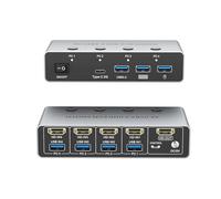 GUODDM Switch HDMI-KVM8K, 4 Computer Condividono 4 Porte USB 3.0 Con Telecomando, Per PC, Mouse, Tastiera, Stampante, Scanner, Selettore Compatibile Con Windows, Mac, Linux