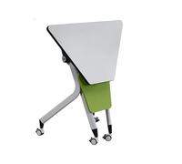 GUODDM Tavolo Da Allenamento Trapezoidale, Tavoli Rotondi Modulari for Più Persone, Scrivania for Conferenze Con Ruote Bloccabili, Piano Superiore Mobile Pieghevole for Aule Intelligenti(1PCS)