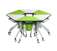 GUODDM Tavolo Da Allenamento Trapezoidale, Tavoli Rotondi Modulari for Più Persone, Scrivania for Conferenze Con Ruote Bloccabili, Piano Superiore Mobile Pieghevole for Aule Intelligenti(6PCS)