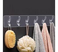 GUOG Gancio super colla, nessun foro, nessuna traccia, gancio autoadesivo trasparente, bagno, cucina, vestiti e cappelli, gancio per colla 6 ganci