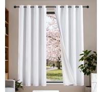 GUOGHUI Tende Soggiorno Moderne Termiche 140 x 160 cm Tenda Termica Isolante Freddo con Occhielli Tende Termiche per Cucina per Finestra Soggiorno Camera da Letto Balcone, Bianco