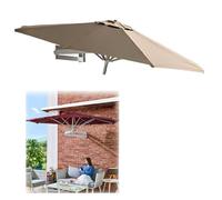 GUOGLZ Ombrellone Da Parete A Braccio, Ombrellone A Sbalzo, Parasole Da Esterno Con 8 Costole Robuste, Per Balcone Giardino Cortile(Khaki)