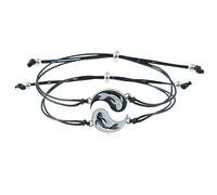 Guoguonb 2 pezzi Yin Yang Bracciale - Lega Taichi BFF Coppia di Pesce Ciondoli Giusto Best Friend Partner Gioielli per Coppia BFF Famiglia - Argento e Nero, 22 cm, Metallo