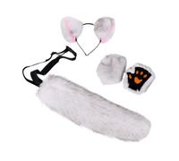 Guohetuk 3 Pezzi Completo di Accessori per Gatto con Orecchie da Guanti Peluche per Travestimento da Adatti per Apparizioni Sceniche