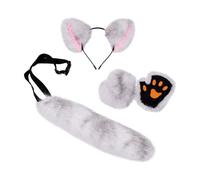 Guohetuk 3 Pezzi Completo di Accessori per Gatto con Orecchie da Guanti Peluche per Travestimento da Adatti per Apparizioni Sceniche