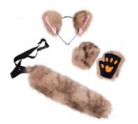 Guohetuk 3 Pezzi Completo di Accessori per Gatto con Orecchie da Guanti Peluche per Travestimento da Adatti per Apparizioni Sceniche