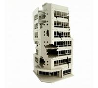 Guohetuk Modello di Edificio Danneggiato Preciso Modello di Edificio D'angolo a più Piani Verniciabile Modellino Architettonico per Hobbisti, Stile B