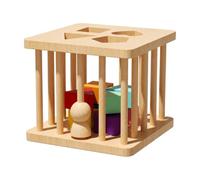 Guohetuk Scatola Child-Centered di Legno con Forme Geometriche con Bordi Arrotondati Gioco di Impilamento Blocchi Colorati Educativo per Casa, Quadrato 8