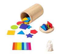 Guohetuk Set di Bastoncini E Bicchieri Arcobaleno per L'ordinamento Dei Colori, Ideale per Bambini, 16 aste 25 forme, Taglia unica