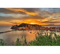 GUOHLOZ Puzzle 1500 Pezzi,Puzzle per Adulti, Puzzle di Legno, Sea, Italy, Boats, Liguria, Sestri Levante, 87x57cm