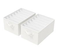 GUOHNHE 2 Pezzi Organizer Cassetti, Organizzatore Armadio Intimo Pieghevoli con 2 Maniglia e 7 Scomparti, per Calze, Fazzoletti e Cravatte, Bianco, 40 x 30 x 20 cm, XSNY14WL-2