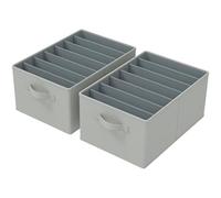 GUOHNHE 2 Pezzi Organizer Cassetti, Organizzatore Armadio Intimo Pieghevoli con 7 Scomparti e 2 Maniglia, per Calze, Fazzoletti e Cravatte, Grigio, 40 x 30 x 20 cm, XSNY13GL-2