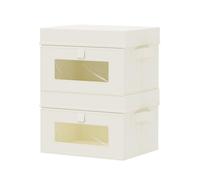 GUOHNHE 2 Scatole Portaoggetti Finestra Trasparente, 26x20x17 cm, Beige | Organizzatori Capienti per Armadio in Tessuto con Coperchio, Pieghevoli Unità Di Organizzazione, Contenitori per Vestiti