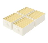 GUOHNHE 4 Pezzi Organizer Armadio, Divisori per Cassetti con 7 Scomparti, Organizzatori per Biancheria Intima Pieghevole, per Calze, Cravatte, Cinture, Beige, 40 x 30 x 20 cm, XSNY13BEL-4