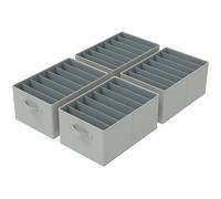 GUOHNHE 4 Pezzi Organizer Armadio, Divisori per Cassetti con 7 Scomparti, Organizzatori per Biancheria Intima Pieghevole, per Calze, Cravatte, Cinture, Grigio, 40 x 30 x 20 cm, XSNY13GL-4