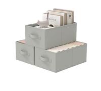 GUOHNHE Scatole per Armadio, Set da 3 Ceste Portaoggetti, Cubi Contenitori Salvaspazio con 2 Manici, Wardrobe Organizer Non Tessuto, 41 x 25 x 16.5 cm, Grigio, XSNY11GM-3