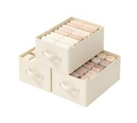 GUOHNHE Scatole Portaoggetti, Set 3 Ceste Armadio, 33x23x14 cm, Beige | Cubi Contenitori Salvaspazio con 2 Manici, Wardrobe Organizer Non Tessuto, Unità di Organizzazione per Scaffale
