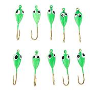 GUOHOQIX 10 pezzi di maschere per la pesca sul ghiaccio con spine esche invernali per jigging mini accessori per ganci forma di girino verde