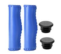 GUOHOQIX Manopole per Manubrio Bici per Manubrio da 22 mm, Imbottitura in Spugna Morbida, Rivestimento in PU, Impugnatura Comoda e Resistente con Tappo Antipolvere (Blu)