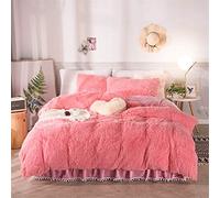 GUOJM FLECE Calda Accogliente Accogliente Set di Biancheria da Letto in Pile Copertina Trapunta di 1 Piumino Coperchio 1 Foglio da Letto 2 Cuscinetti Set da Letti Super Morbidi, Rosa, re