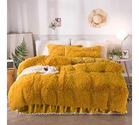 GUOJM FLECE Calda Accogliente Accogliente Set di Biancheria da Letto in Pile Copertura di 1 Piumino Coperchio 1 Foglio da Letto 2 Cuscinetti Set da Letti Super Morbidi, Giallo, re