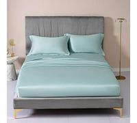 GUOJM Tencel Adattata a Forma di Materasso Copertura Solida con Fogli di Letti da Letto a Fascia Elastica Doppia Foglio di Letti Queen Size -Light_Blue_180cmx200cm*32cm (1pcs)