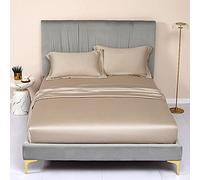 GUOJM Tencel Adattata a Forma di Materasso Cover Cover Solido con Fogli di Biancheria da Letto a Banda Elastica Doppia Foglio di Letti Queen Size -Camel_180cmx200cm*25cm (1pcs)