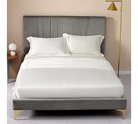 GUOJM Tencel Adattata a Forma di Materasso Cover di Colore Solido con Fogli di Letti da Letto a Fascia Elastica Doppia Foglio di Letti Queen Size -White_150cmx200cm*30cm (3pcs)