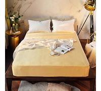 GUOJM Tencel Adattata a Forma di Materasso Cover di Colore Solido con Fogli di Letti da Letto a Fascia Elastica Doppia Foglio di Letti Queen Size -Light_Yellow_150cmx200cm*30cm (1pcs)