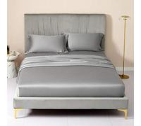 GUOJM Tencel Adattata a Forma di Materasso Cover di Colore Solido con Fogli di Letti da Letto a Fascia Elastica Doppia Foglio di Letti Queen Size -Gray_180cmx200cm*25cm (1pcs)