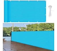 GUOJUN Frangivisto Balcone 115 x 260 cm HDPE Breathable Anti-UV Antivento Telo Copri Ringhiera e Schermo Privacy con Occhielli Fascetta per Giardino Terrazza Esterno, Blu Cielo