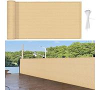 GUOJUN Frangivisto Balcone 120 x 120 cm HDPE Breathable Anti-UV Antivento Telo Copri Ringhiera e Schermo Privacy con Occhielli Fascetta per Giardino Terrazza Esterno, Giallo Sabbia