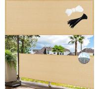 GUOJUN Frangivisto Balcone 40 x 825 cm HDPE Breathable Anti-UV Antivento Telo Balcone Ringhiera, Copri con Occhielli Fascetta per Giardino Terrazza Esterno, Giallo Sabbia