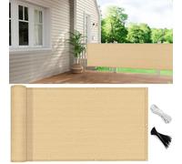 GUOJUN Frangivisto Balcone 75 x 840 cm HDPE Breathable Anti-UV Antivento Telo Frangivento per Balconi con Occhielli Fascetta per Giardino Terrazza Esterno, Giallo Sabbia