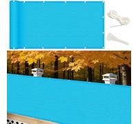 GUOJUN Frangivisto Balcone 90 x 625 cm HDPE Breathable Anti-UV Antivento Telo Balcone Ringhiera, Copri con Occhielli Fascetta per Giardino Terrazza Esterno, Blu Cielo