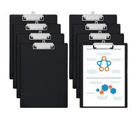 GUOKOFF Portablocco A4, 8 Pezzi Portablocchi con Clip in Metallo, Portablocco con Ferma-documenti, Portablocchi Lavagna da Scrittura, Plastica Clipboards, Nero