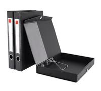 GUOKOFF Scatola Archivio A4, 3 Pezzi con Coperchio, Dorso da 45 mm, Scatola per Documenti, Cartella Portaprogetti (Nero)